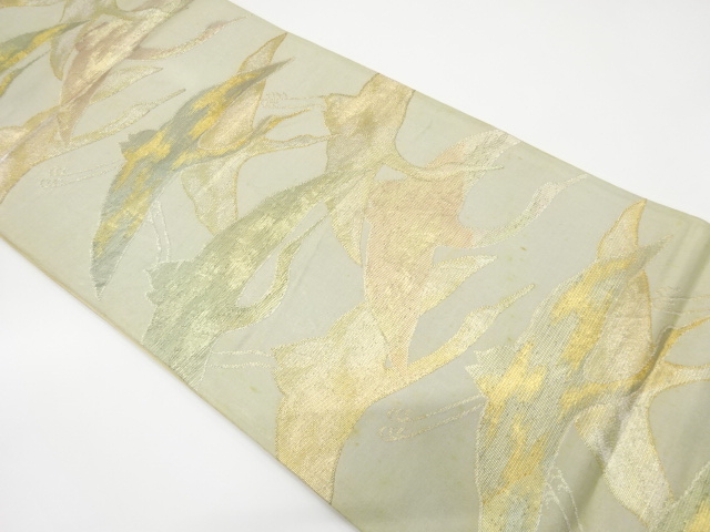 JAPANESE KIMONO / ANTIQUE FUKURO OBI / SILK / WOVEN CRANES